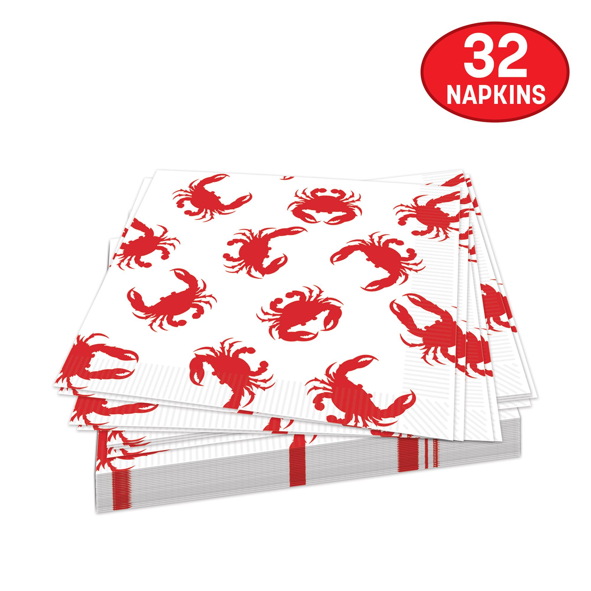 Beistle 6.5" x 6.5" 2-Ply Crab Luncheon Napkins, 32ct.